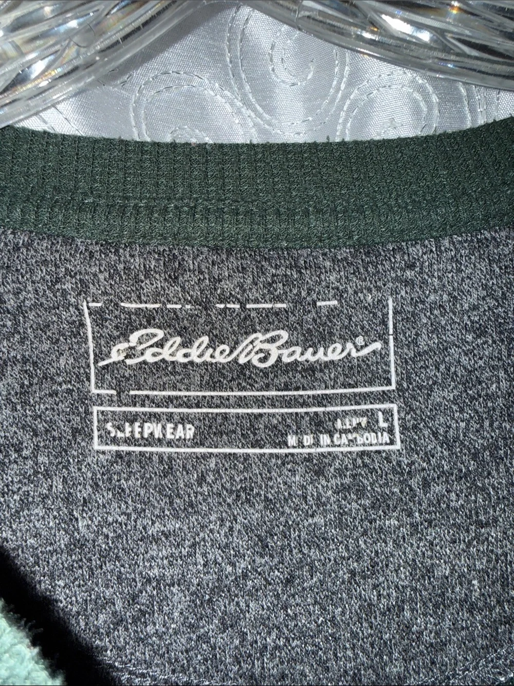 Eddie Bauer Forest Green Thermal Crewneck Sweater Men’s Size Large 🔥 G6